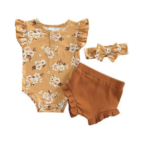 Conjunto Floral + Laço | 0-24 Meses