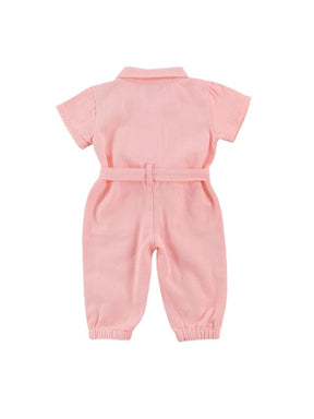 Macacão Jeans Rosa | 12-24 Meses